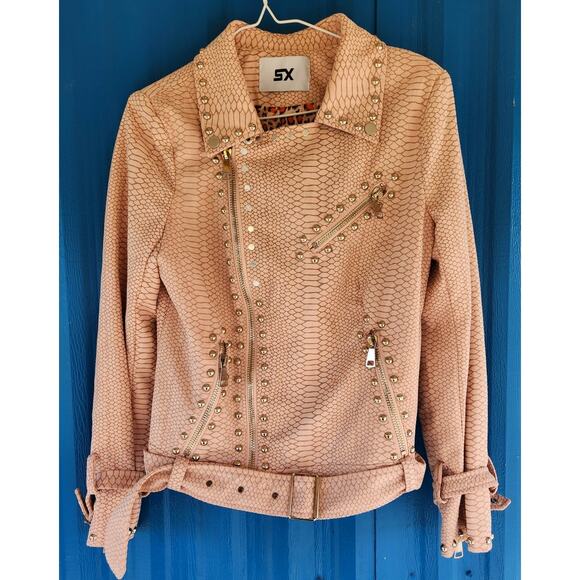 SX Jackets & Blazers - Womens snakeskin Biker Gothic Steampunk Rider Faux Leather Jacket Size Small